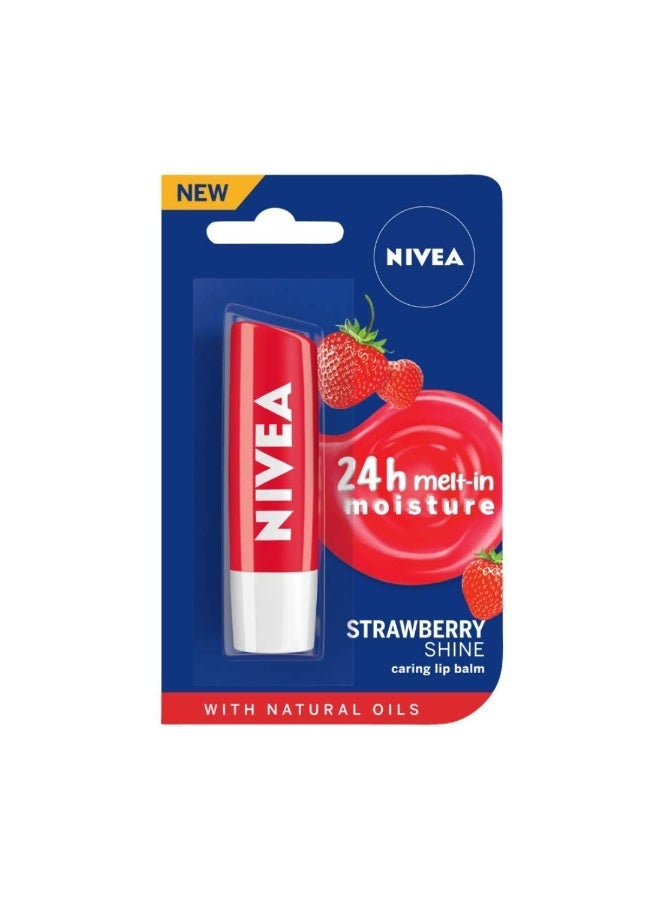 Nivea Strawberry Fruit Shine Lip Care, 4g (Pack of 3) - Image 2